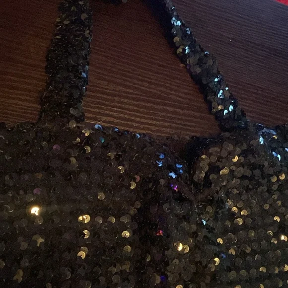 Black, sequin crop top - Picture 3 of 7